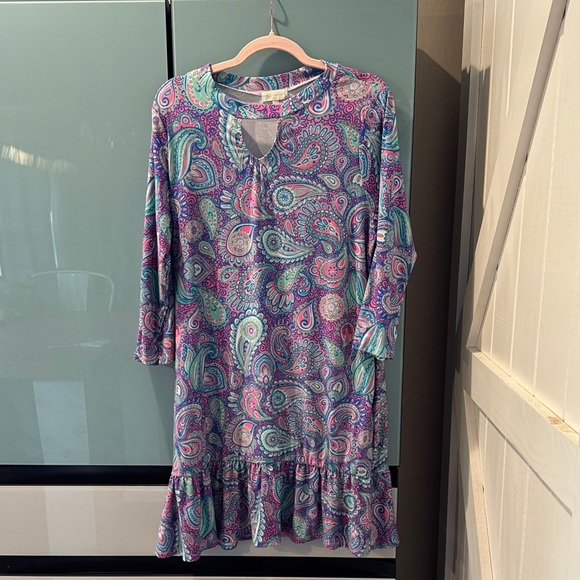 Simply Southern Dresses & Skirts - Simply Southern Paisley Keyhole Dress in Pink & Teal